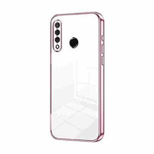 For Huawei nova 4e / P30 lite Transparent Plating Fine Hole Phone Case(Pink)