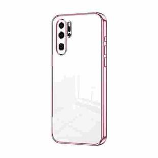 For Huawei P30 Pro Transparent Plating Fine Hole Phone Case(Pink)