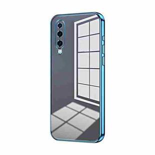 For Huawei P30 Transparent Plating Fine Hole Phone Case(Blue)
