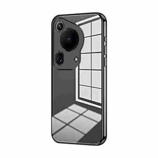 For Huawei Pura 70 Ultra Transparent Plating Fine Hole Phone Case(Black)