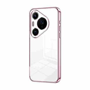 For Huawei Pura 70 Pro Transparent Plating Fine Hole Phone Case(Pink)