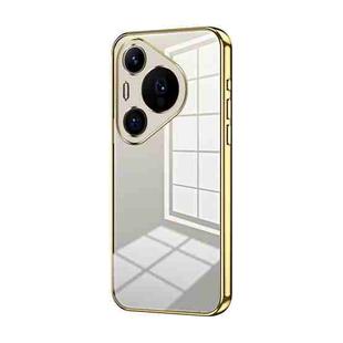 For Huawei Pura 70 Pro Transparent Plating Fine Hole Phone Case(Gold)