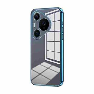 For Huawei Pura 70 Pro Transparent Plating Fine Hole Phone Case(Blue)