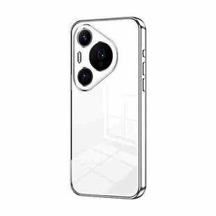 For Huawei Pura 70 Pro Transparent Plating Fine Hole Phone Case(Silver)