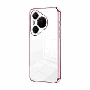 For Huawei Pura 70 Transparent Plating Fine Hole Phone Case(Pink)