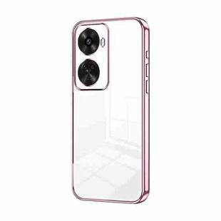 For Huawei nova 12 SE Transparent Plating Fine Hole Phone Case(Pink)