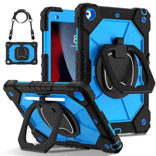 For iPad 10.2 2021 / 2020 / 2019 Contrast Color Robot Silicone Hybrid PC Tablet Case(Black Blue)