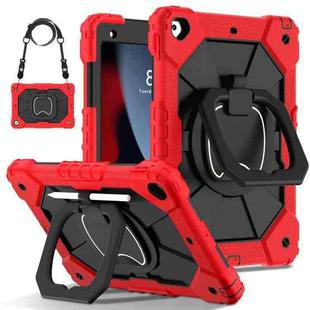 For iPad 10.2 2021 / 2020 / 2019 Contrast Color Robot Silicone Hybrid PC Tablet Case(Red Black)
