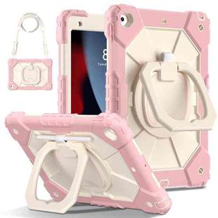 For iPad 10.2 2021 / 2020 / 2019 Contrast Color Robot Silicone Hybrid PC Tablet Case(Rose Gold Beige)
