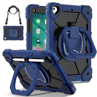 For iPad Air / Air 2 / 9.7 2018/2017 Contrast Color Robot Silicone Hybrid PC Tablet Case(Navy Black)