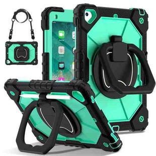For iPad Air / Air 2 / 9.7 2018/2017 Contrast Color Robot Silicone Hybrid PC Tablet Case(Black Mint Green)