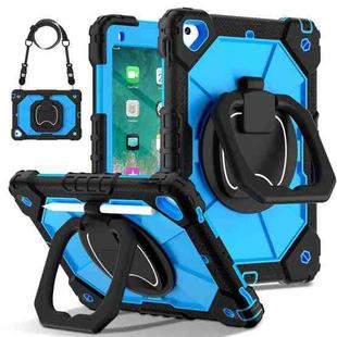 For iPad Air / Air 2 / 9.7 2018/2017 Contrast Color Robot Silicone Hybrid PC Tablet Case(Black Blue)