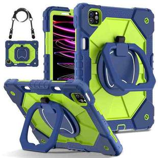 For iPad Pro 11 2022 / Air 10.9 2022 Contrast Color Robot Silicone Hybrid PC Tablet Case(Navy Yellow Green)