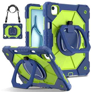 For iPad Air 11 2024 Contrast Color Robot Silicone Hybrid PC Tablet Case(Navy Yellow Green)