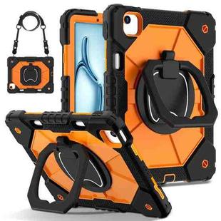 For iPad Air 11 2024 Contrast Color Robot Silicone Hybrid PC Tablet Case(Black Orange)