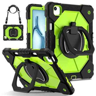 For iPad Air 11 2024 Contrast Color Robot Silicone Hybrid PC Tablet Case(Black Yellow Green)