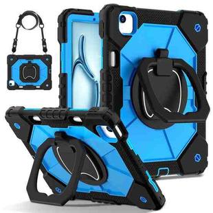 For iPad Air 11 2024 Contrast Color Robot Silicone Hybrid PC Tablet Case(Black Blue)