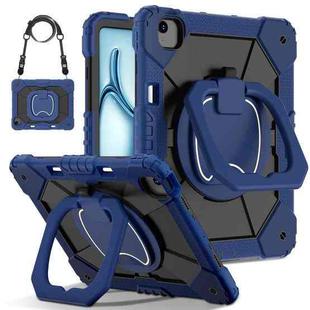 For iPad Air 13 2024 Contrast Color Robot Silicone Hybrid PC Tablet Case(Navy Black)