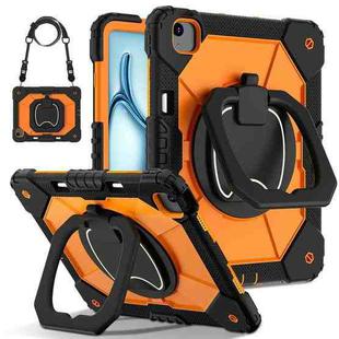 For iPad Air 13 2024 Contrast Color Robot Silicone Hybrid PC Tablet Case(Black Orange)