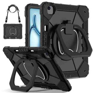 For iPad Air 13 2024 Contrast Color Robot Silicone Hybrid PC Tablet Case(Black)