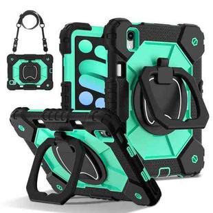 For iPad mini 2024 / mini 6 Contrast Color Robot Silicone Hybrid PC Tablet Case(Black Mint Green)