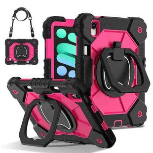 For iPad mini 2024 / mini 6 Contrast Color Robot Silicone Hybrid PC Tablet Case(Black Rose Red)