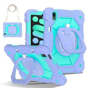 For iPad mini 2024 / mini 6 Contrast Color Robot Silicone Hybrid PC Tablet Case(Purple Mint Green)