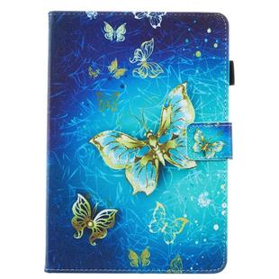 For Amazon Kindle Fire HD 8 (2020) Painted Flat Leather Case with Card Slot & Wallet & Holder & Sleep / Wake-up Function(Golden Butterfly)