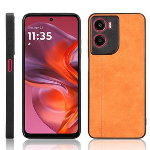 For Motorola Moto G05 / Moto E15 Cow Pattern Sewing Back Cover Phone Case(Orange)