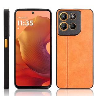 For Motorola Moto G15 / G15 Power Cow Pattern Sewing Back Cover Phone Case(Orange)