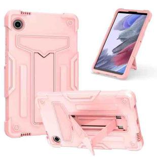 For Samsung Galaxy Tab A9 T Holder Robot Silicone Hybrid PC Tablet Case(Rose Gold)