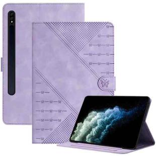 For Samsung Galaxy Tab S8 2022 X700 YX Small Butterfly Embossed Leather Tablet Case(Purple)