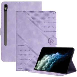 For Samsung Galaxy Tab S9 / S9 FE 2023 YX Small Butterfly Embossed Leather Tablet Case(Purple)
