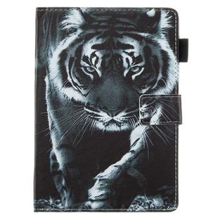 For Amazon Kindle Fire HD 8 (2020) Flat Texture Flat Leather Case with Card Slot & Wallet & Holder & Sleep / Wake-up Function(Black White Tiger)