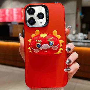 For iPhone 11 Pro Max New Year Lion Dance Plush Doll Phone Case(Dragon)