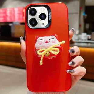 For iPhone 11 Pro Max New Year Lion Dance Plush Doll Phone Case(Lucky Cat)