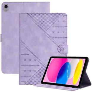For iPad 10th Gen 10.9 2022 YX Small Butterfly Embossed Smart Leather Tablet Case(Purple)