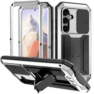 For Samsung Galaxy S25 5G R-JUST Sliding Camera Life Waterproof Holder Phone Case(Silver)