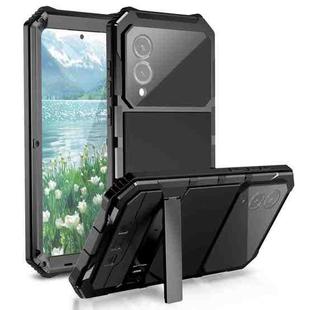 For Samsung Galaxy S25 Edge 5G R-JUST Life Waterproof Dustproof Shockproof Holder Phone Case(Black)
