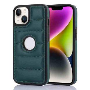 For iPhone 14 Piano Key Hollow Cutout PU Phone Case(Green)