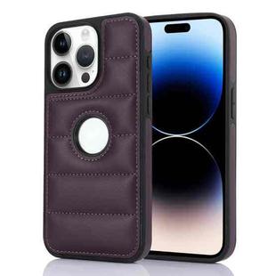 For iPhone 14 Pro Max Piano Key Hollow Cutout PU Phone Case(Dark Purple)