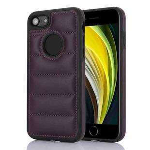 For iPhone SE 2022 / 2020 / 8 / 7 Piano Key Hollow Cutout PU Phone Case(Dark Purple)