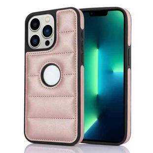 For iPhone 13 Pro Max Piano Key Hollow Cutout PU Phone Case(Rose Gold)