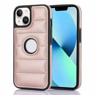 For iPhone 13 Piano Key Hollow Cutout PU Phone Case(Rose Gold)