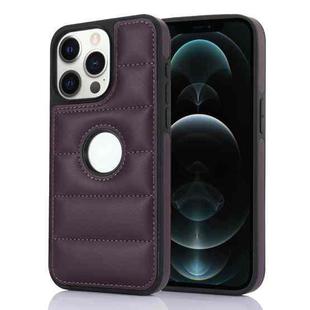 For iPhone 12 Pro Max Piano Key Hollow Cutout PU Phone Case(Dark Purple)