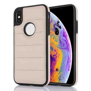 For iPhone X / XS Piano Key Hollow Cutout PU Phone Case(Apricot)