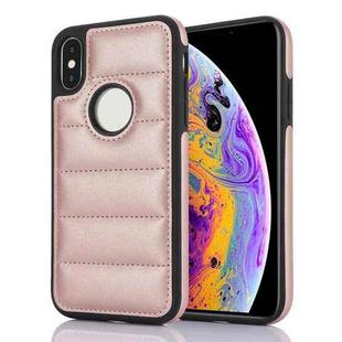 For iPhone X / XS Piano Key Hollow Cutout PU Phone Case(Rose Gold)