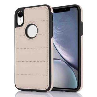 For iPhone XR Piano Key Hollow Cutout PU Phone Case(Apricot)