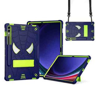 For Samsung Galaxy Tab S9 FE+ / S9+ Fold-Holder Spider Silicone Hybrid PC Tablet Case(Navy Yellow Green)