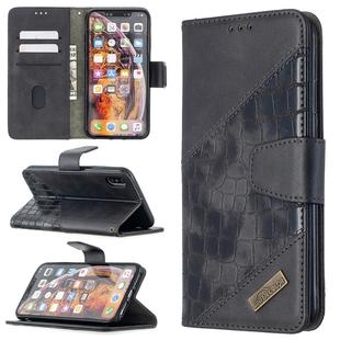 For iPhone XS Max Matching Color Crocodile Texture Horizontal Flip PU Leather Case with Wallet & Holder & Card Slots(Black)